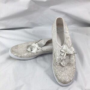 Keds For Kate Spade New York Silver Glitter Dipped Size 8.5 (W) GREAT Used